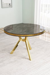 Hanah Home Mesa de Comedor Mos Antracita y Dorado